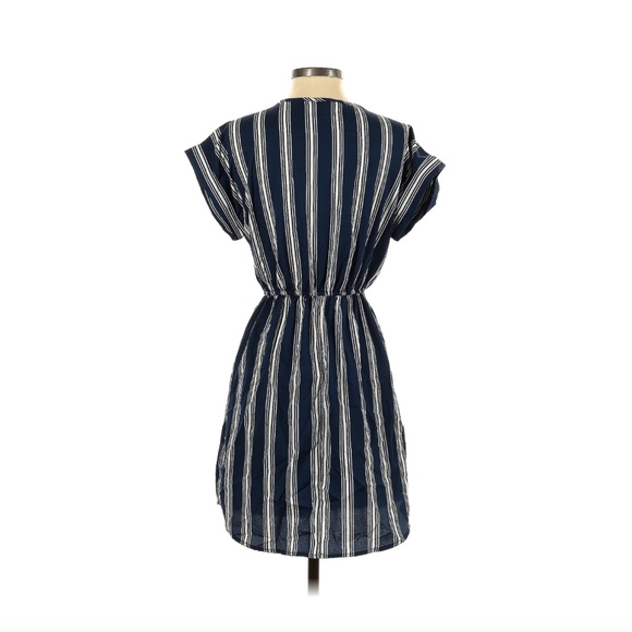 Short Sleeve Striped Navy Dress by New Glory - Picture 2 of 4